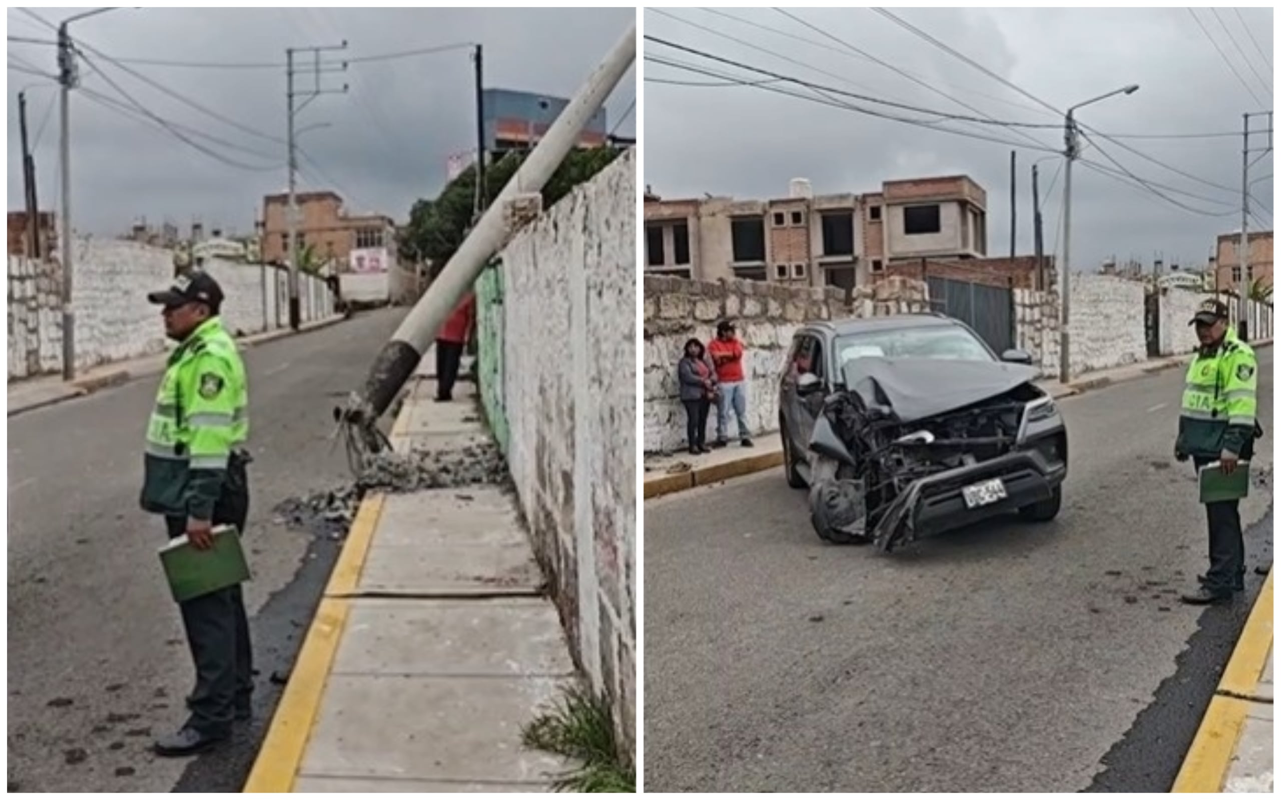 Camioneta choca contra un poste y conductor queda herido junto a su copiloto (Foto: Difusión)