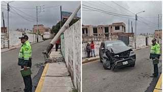 Madre e hijo se salvan de morir en Cayma, tras choque con poste