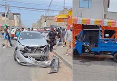 Pisco: severo accidente vehicular entre un auto y una motocarga en céntrica calle