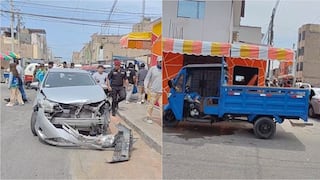 Pisco: severo accidente vehicular entre un auto y una motocarga en céntrica calle