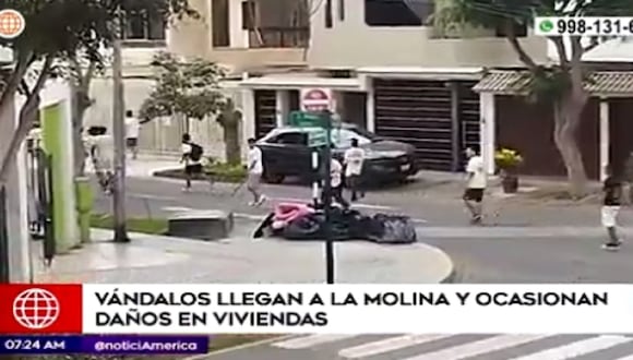 Disturbios en el distrito de La Molina . Foto: captura América Tv