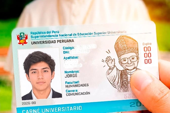 Carné universitario 2026: Conoce cómo será el nuevo documento dedicado al papa Papa León XIV. Foto: Difusión.