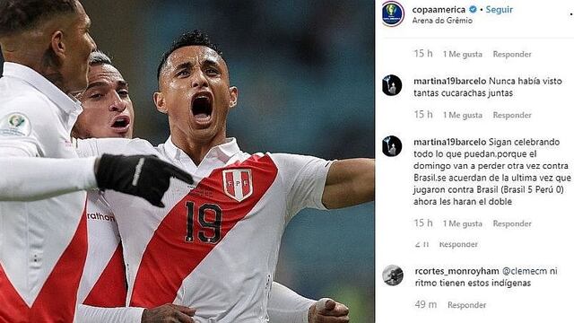 Indignación causa insultos a peruanos en cuenta de Instagram de la Copa América (FOTOS)