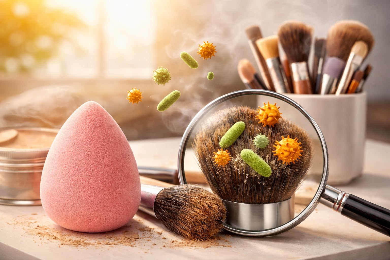 El sudor, la humedad y los restos de maquillaje pueden afectar la piel si no se limpian adecuadamente las herramientas de belleza.