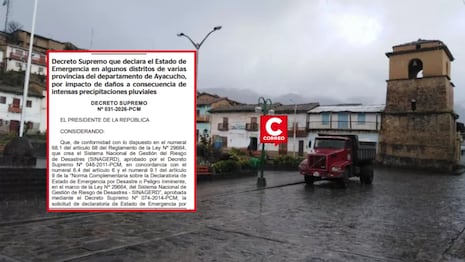 Gobierno declara emergencia por lluvias en 16 distritos de Ayacucho por 60 días