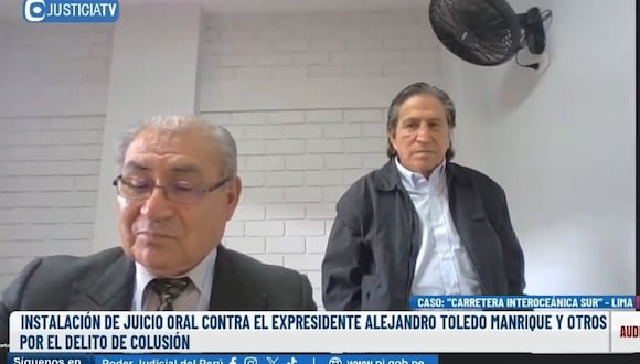 Alejandro Toledo participa de manera virtual desde el penal de Barbadillo donde cumple prisión preventiva. (Justicia TV)