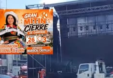 Huancayo: Ciudadanos rechazan instalación de estrado para mitin de Keiko Fujimori