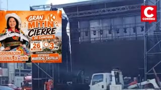 Huancayo: Ciudadanos rechazan instalación de estrado para mitin de Keiko Fujimori