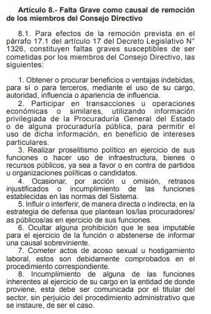 Estas son las causales para remover a un procurador general del Estado según el Decreto Legislativo N° 1326.