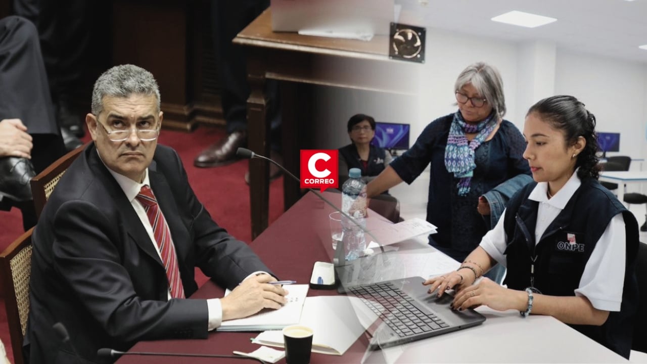 Jefe de la ONPE defiende uso de sistema STAE y evalua su uso en elecciones regionales y municipales. Composición: Diario Correo.