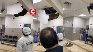 Colapsa techo del Hospital Naylamp de EsSalud en Chiclayo tras intensas lluvias (VIDEO)