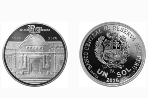 El Banco Central de Reserva del Perú puso en circulación una moneda conmemorativa de plata por el bicentenario del Ministerio de Justicia y Derechos Humanos. La emisión máxima será de 5,000 unidades. (Imagen: Andina)