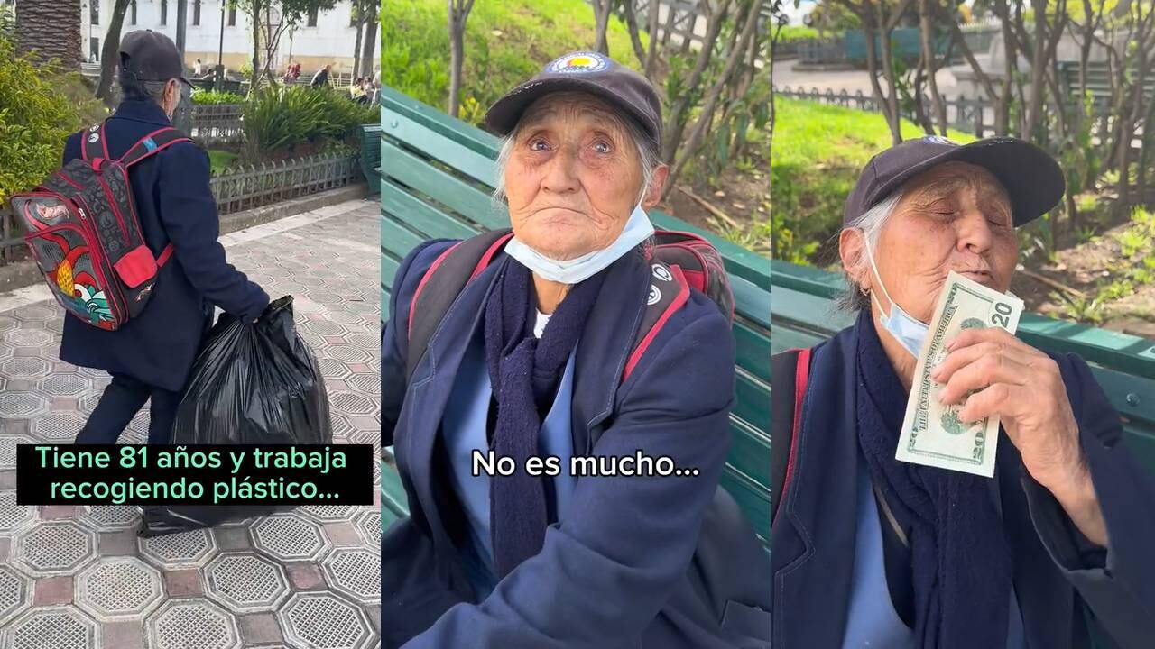 Turista le regala dinero a una recicladora de avanzada edad. (Foto: composición EC)