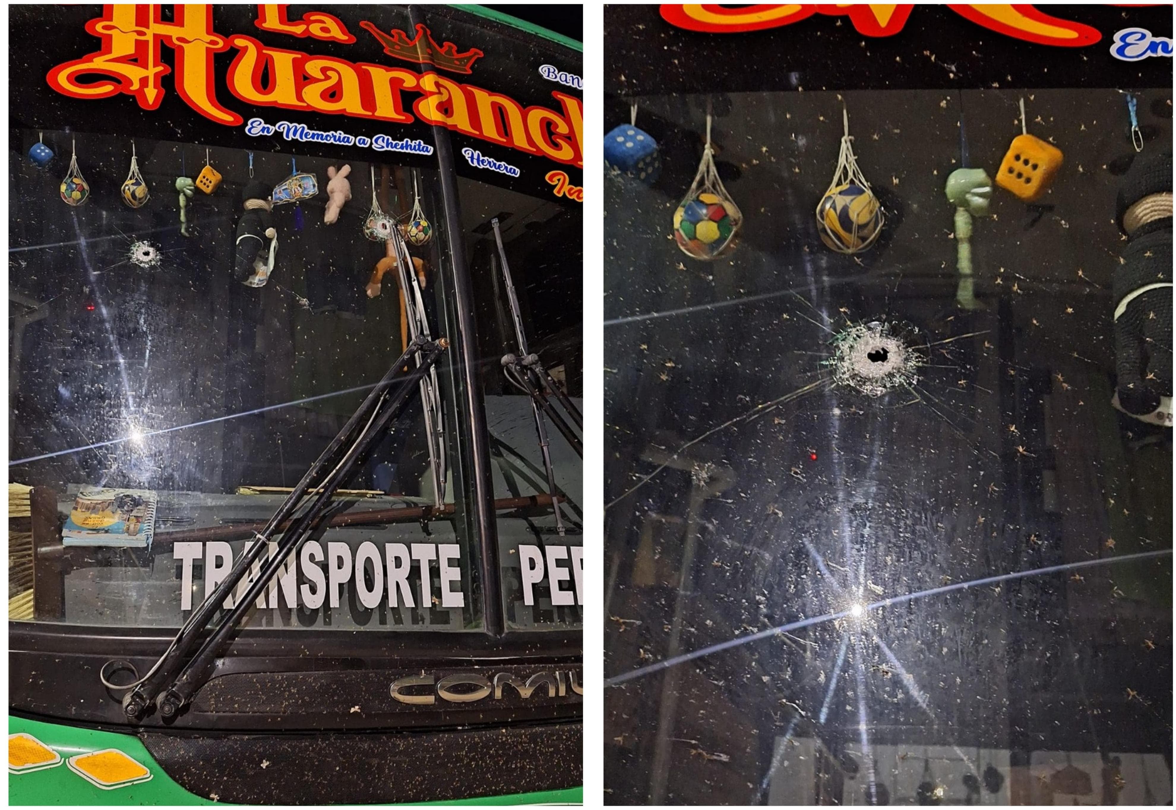 Atacan a balazos a bus de la banda "La Huaranchal". Foto: Difusión.