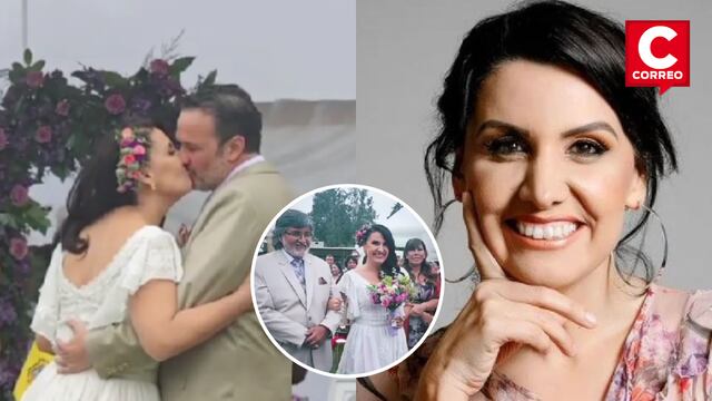 Patricia Portocarrero utilizó un bouquet con la foto de sus padres en su boda con Fabrizio Lava