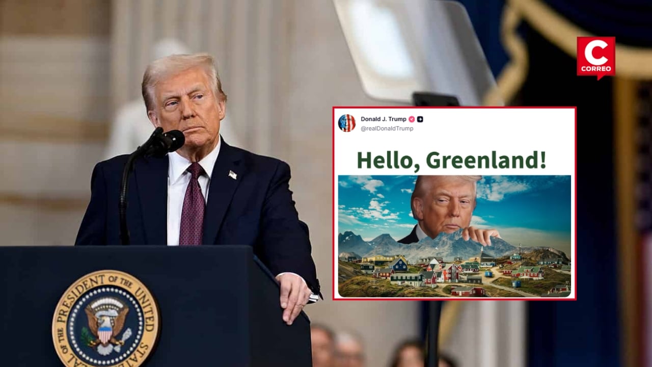 Trump vuelve a mostrar interés en Groenlandia y publica mensaje sobre la isla ártica: “Hello, Greenland”. Composición: Diario Correo.