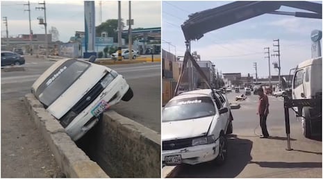 Ica: auto cae a canaleta por el sector Los Fardos en la urbanización San Joaquín
