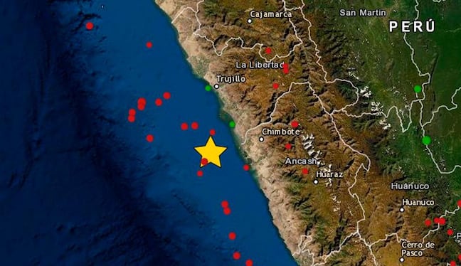 El movimiento telúrico se produjo a 73 kilómetros al oeste de Chimbote, en la región Áncash, y fue percibido con intensidad III en la ciudad.