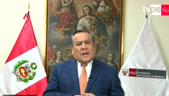 Adrianzén y sus decargos ante la Nación. (Foto: captura de pantalla / PCM)