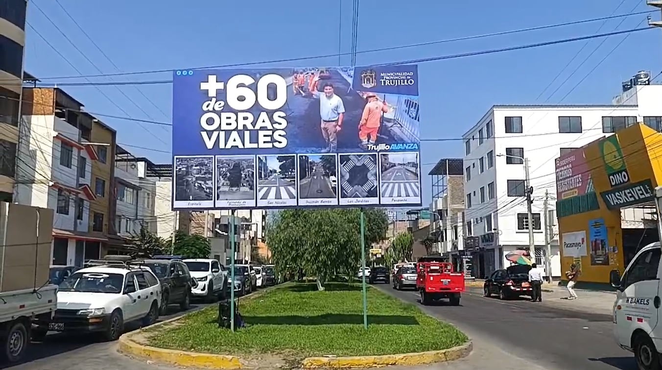 Ente electoral le inició un proceso sancionador al alcalde de Trujillo por los paneles en donde se promocionan obras viales y su fotografía, prohibidos en época electoral.
