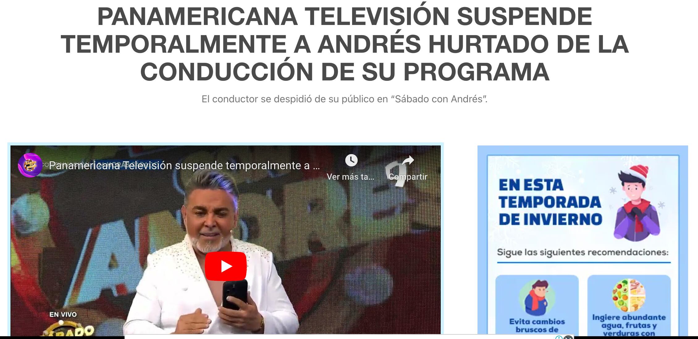 Andrés Hurtado suspendido de Panamericana