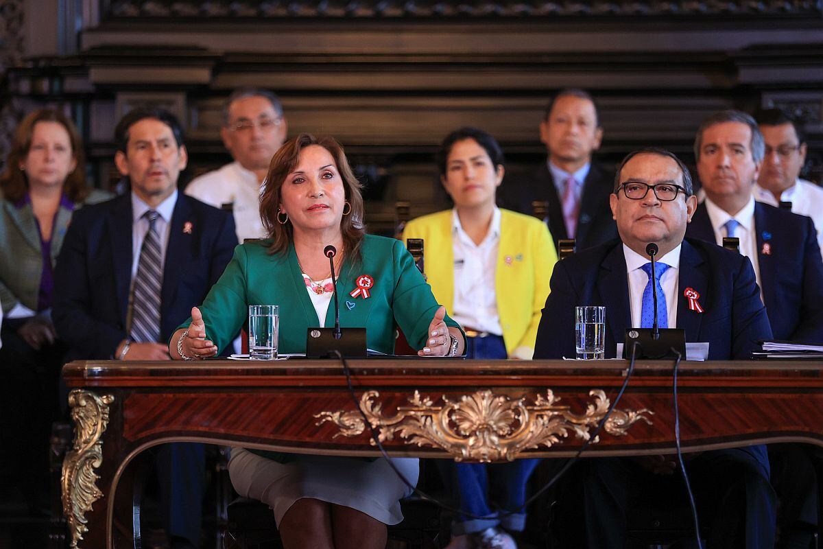 La presidenta de la República, Dina Boluarte, ofreció una conferencia de prensa para referirse a la "Toma de Lima". (Foto: Presidencia)