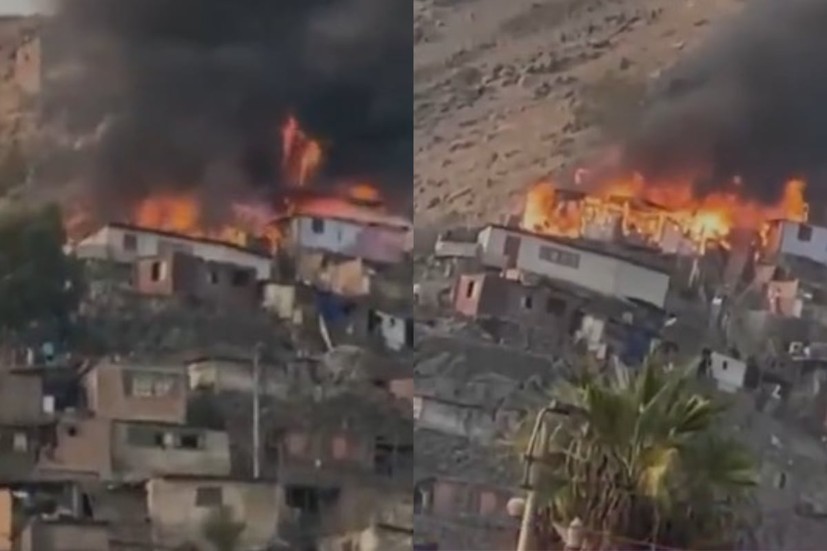 Siniestro ocurrido ayer en la zona de El Mirador movilizó a bomberos, policías y personal de Defensa Civil, mientras continúan las investigaciones sobre su origen. (Captura Canal N)