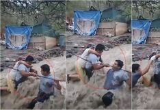 Nasca: en un heroico rescate, policía salva a mujer que pudo ser arrastrada por huaico