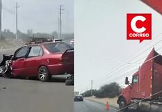 Ica: tres heridos tras brutal choque entre auto y camión en la Panamericana Sur