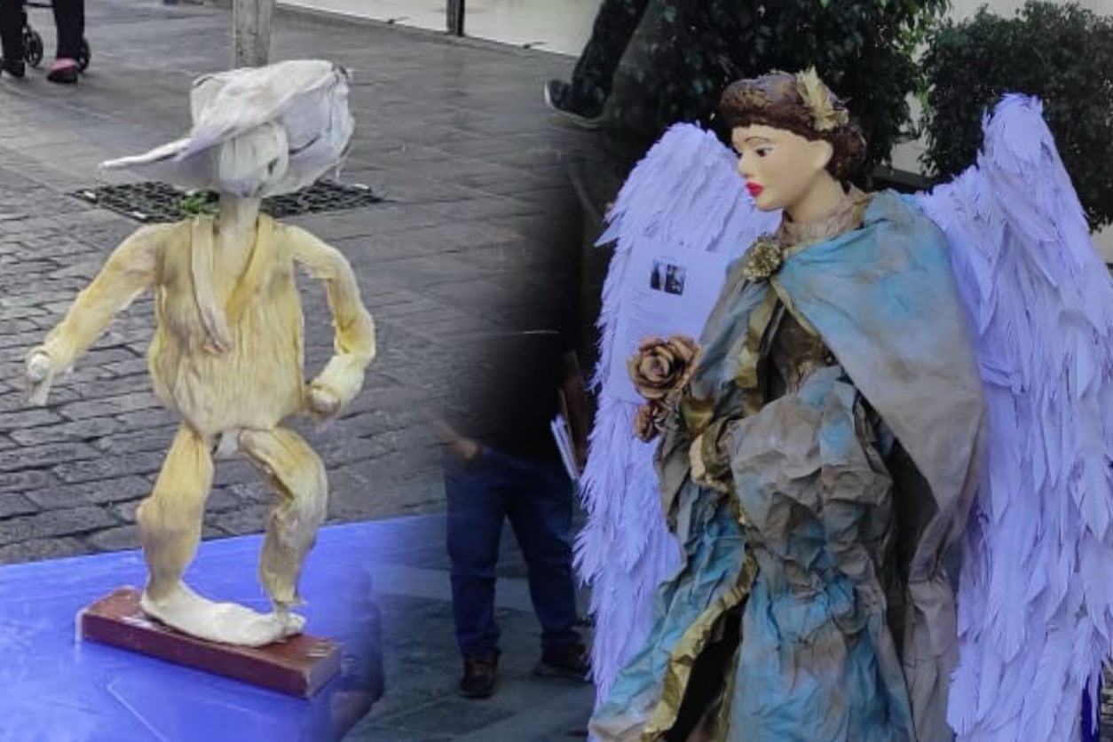 Arte con residuos se muestra en la calle Mercaderes. (Foto: GEC)