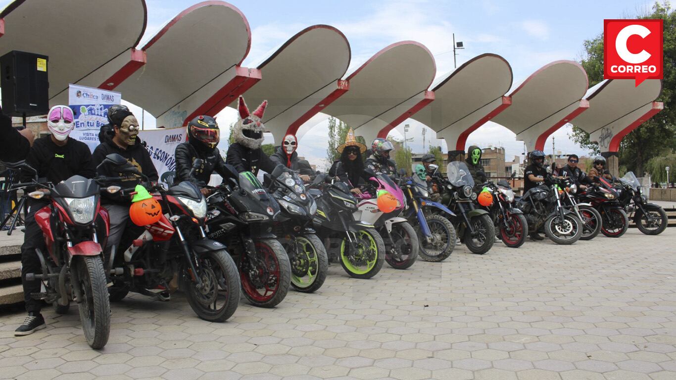 Motociclistas que participarán de pasacalle por Halloween