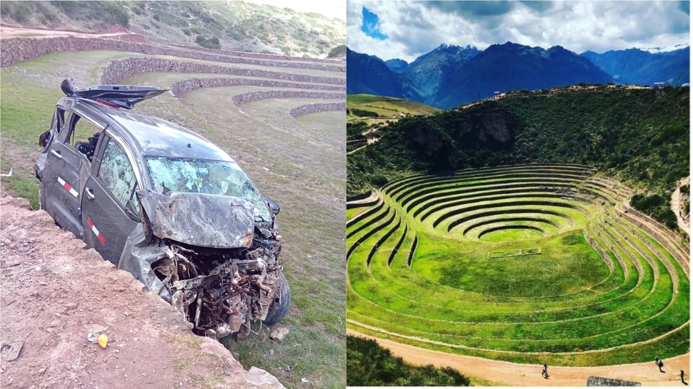 Vehículo terminó al medio de antiguo laboratorio inca en Maras - Moray, la afectación sería irremediable.