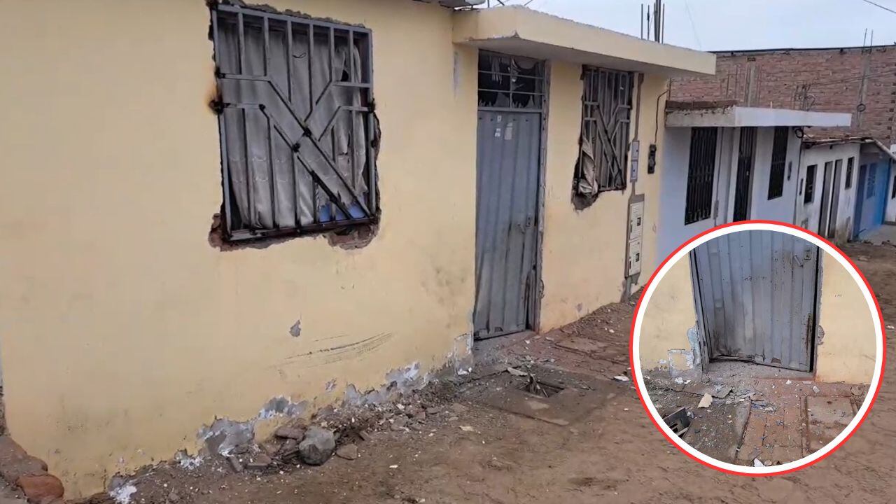 Delincuentes detonaron un cartucho de dinamita en la puerta principal. (Foto: Cortesía)