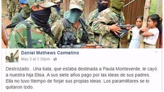 Paramilitares colombianos asesinan a niña de 7 años de origen peruano
