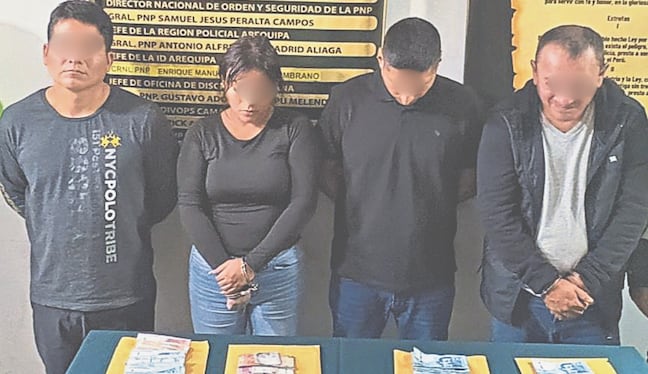 Integrantes de la banda “Los Injertos del Nocheto” robaron más de 90 mil soles de viviendas en Arequipa. Foto: PNP.