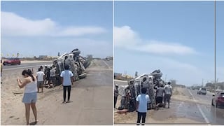 Pisco: tráiler se vuelca en la Panamericana Sur a la altura de Santa Cruz, en Paracas