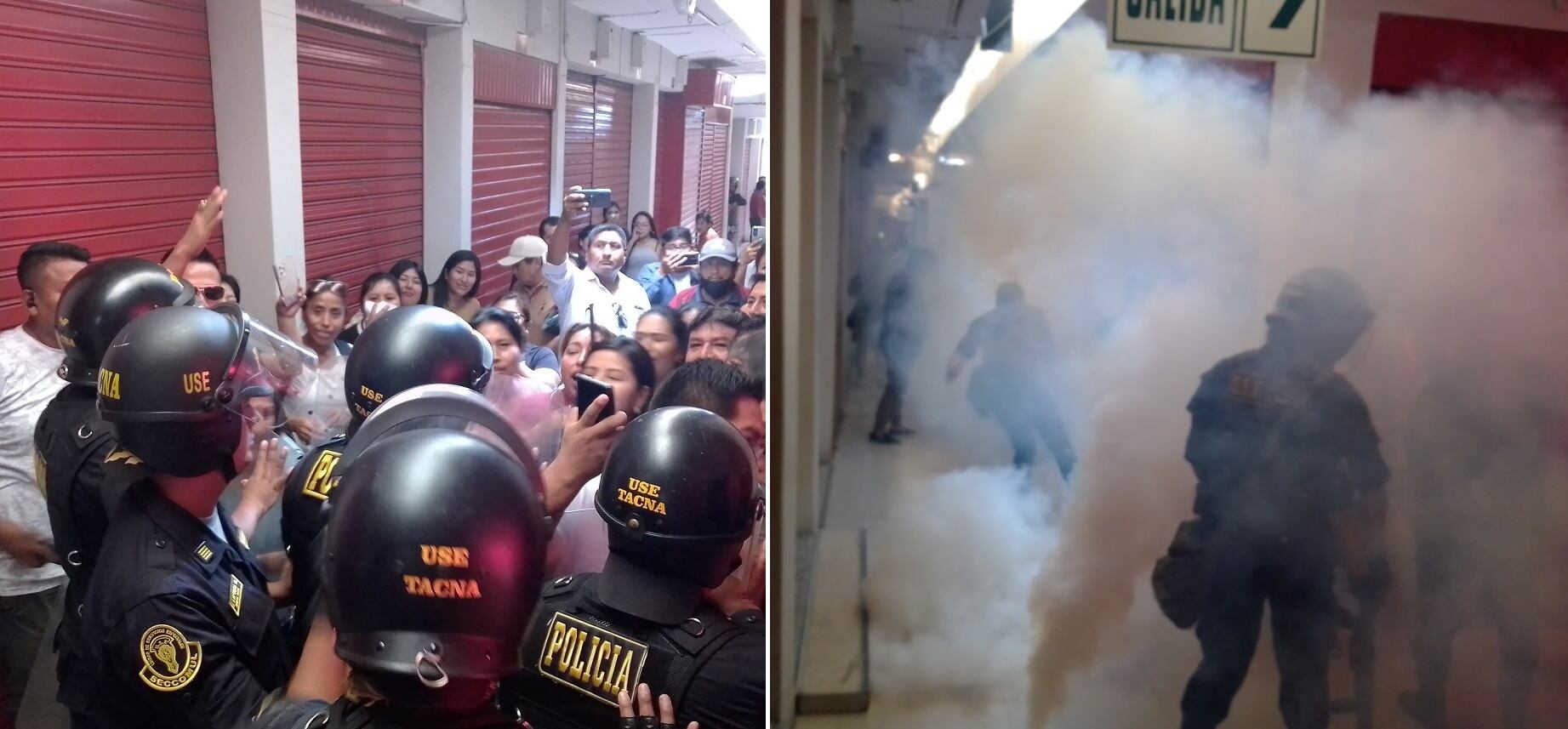Un grupo de comerciantes reclamaba y en respuesta recibieron gases lacrimógenos al interior de centro comercial