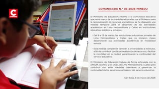 Minedu dispone clases remotas del 9 al 13 de marzo en Lima Metropolitana y Callao