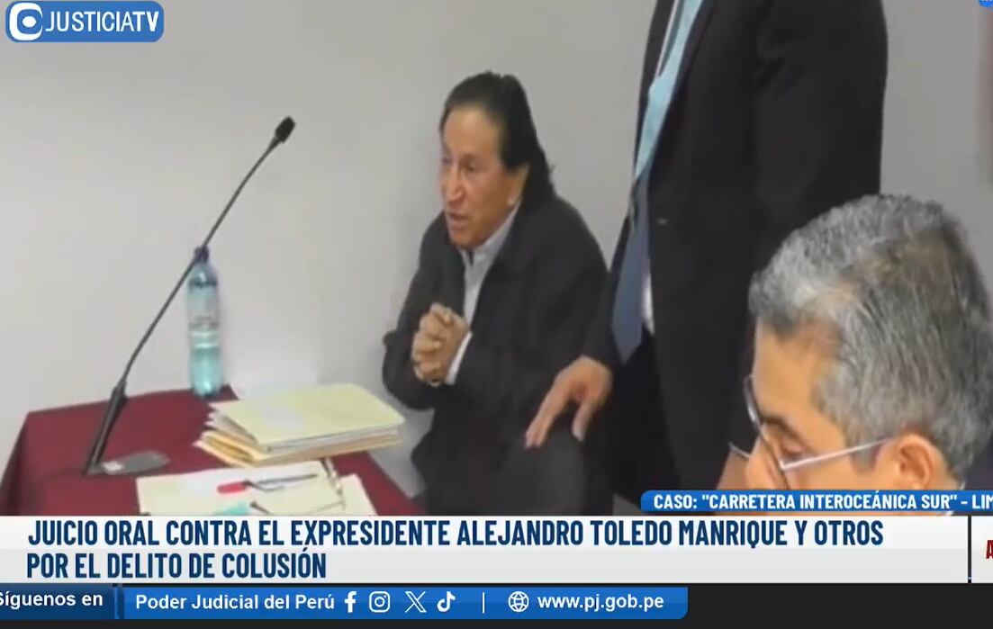 La audiencia del juicio oral contra el expresidente Alejandro Toledo se desarrolló ayer en el penal de Barbadillo. (Foto: Justicia TV)