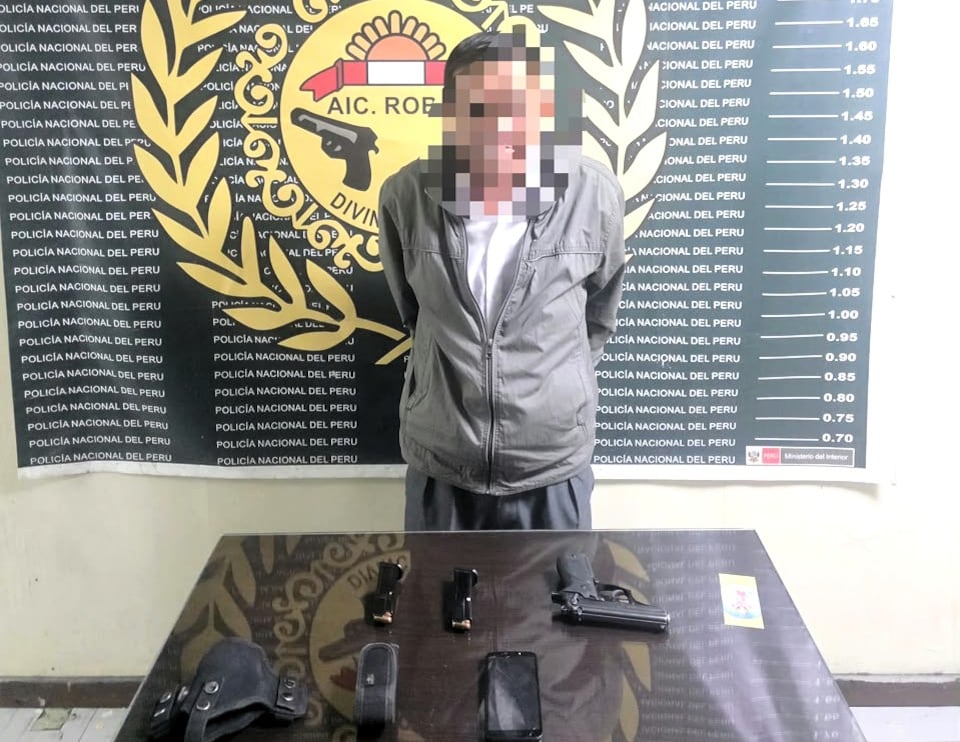 Detenido por hurto agravado de un arma de fuego en Arequipa. Foto: PNP.