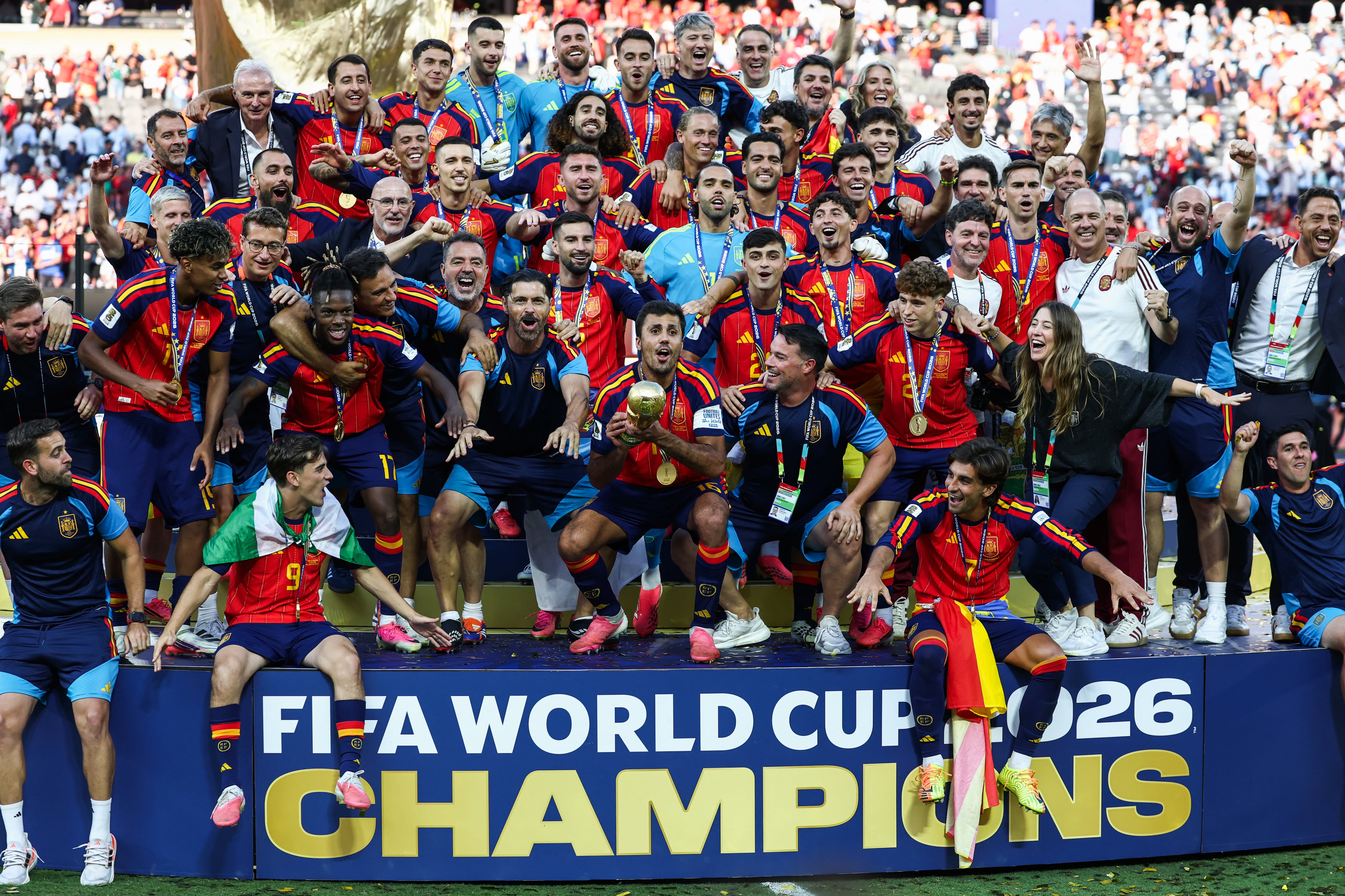 Selección España vuelve a ser campeón de un Mundial. Venció 1-0 a Argentina y se consagró con el máximo título del Mundial 2026. (Photo by FRANCK FIFE / AFP)