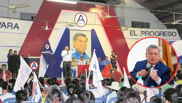 Dirigente Nacional de APP, César Sandoval, y gerente regional de Producción, Juan José Fort, lo  anunciaron en evento partidario en Trujillo.