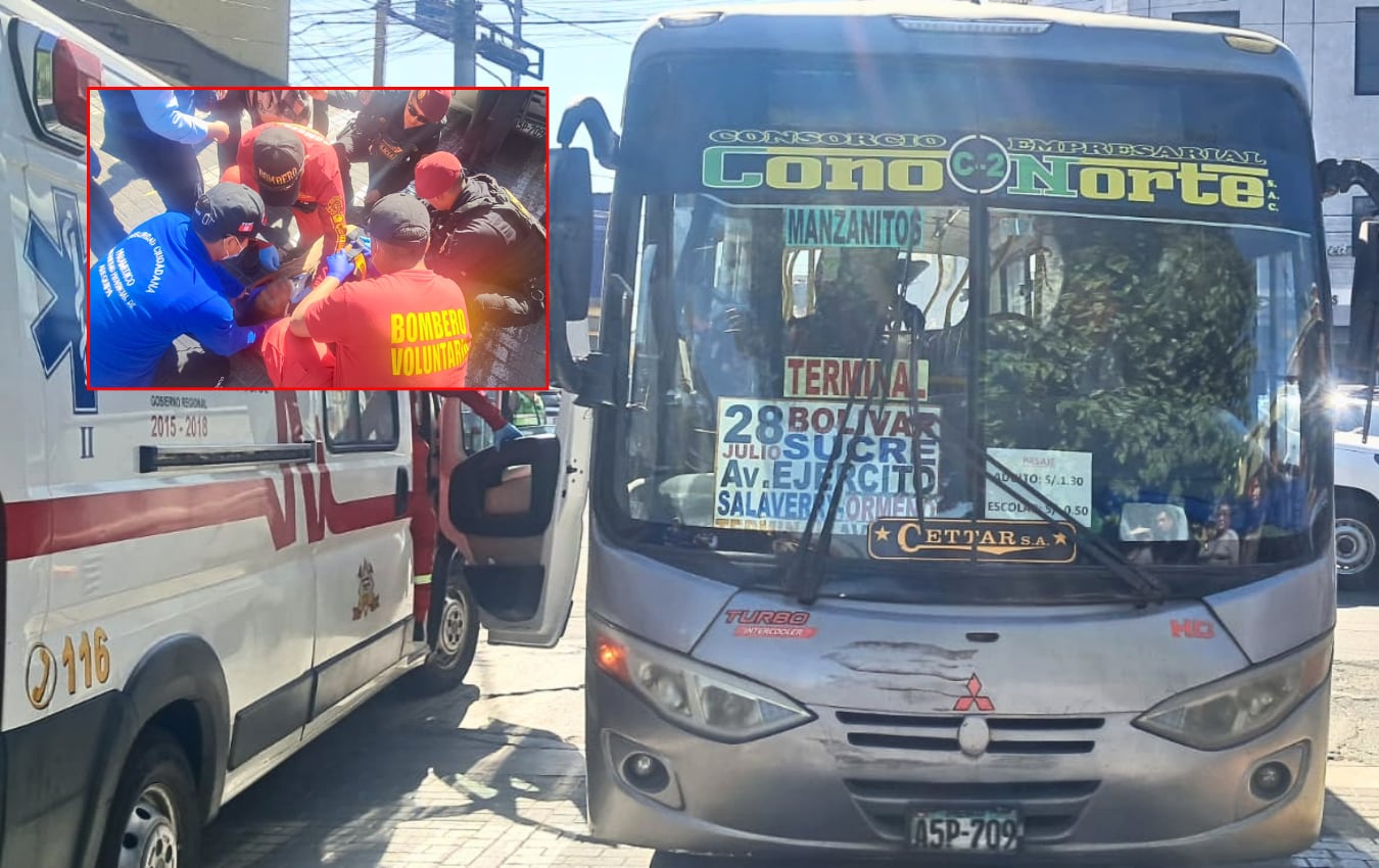 Bus de la ruta Cono Norte atropella a adulta mayor en el Cercado de Arequipa. Foto: Serenazgo MPA.