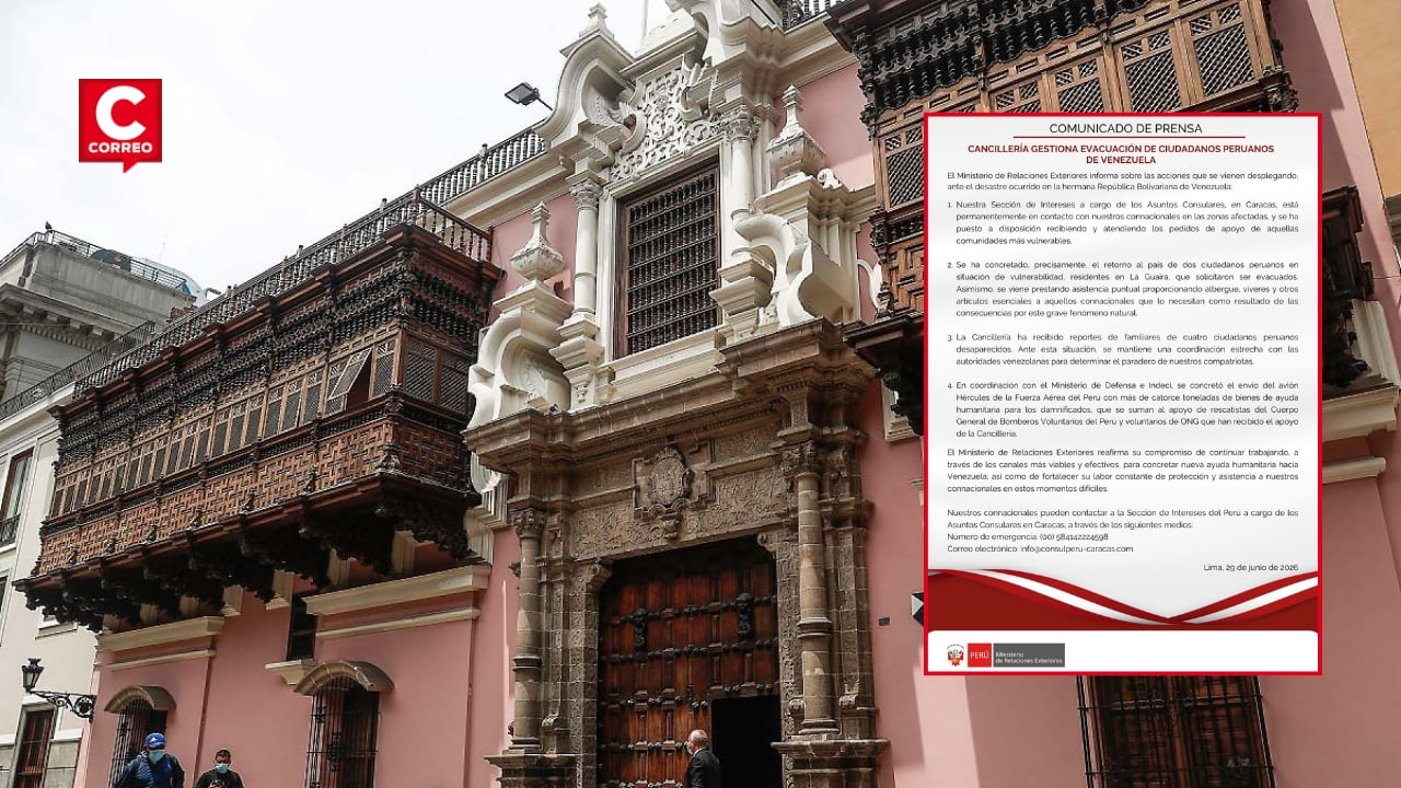 Cancillería evacúa a peruanos vulnerables de Venezuela y coordina búsqueda de cuatro desaparecidos. Composición: Diario Correo.
