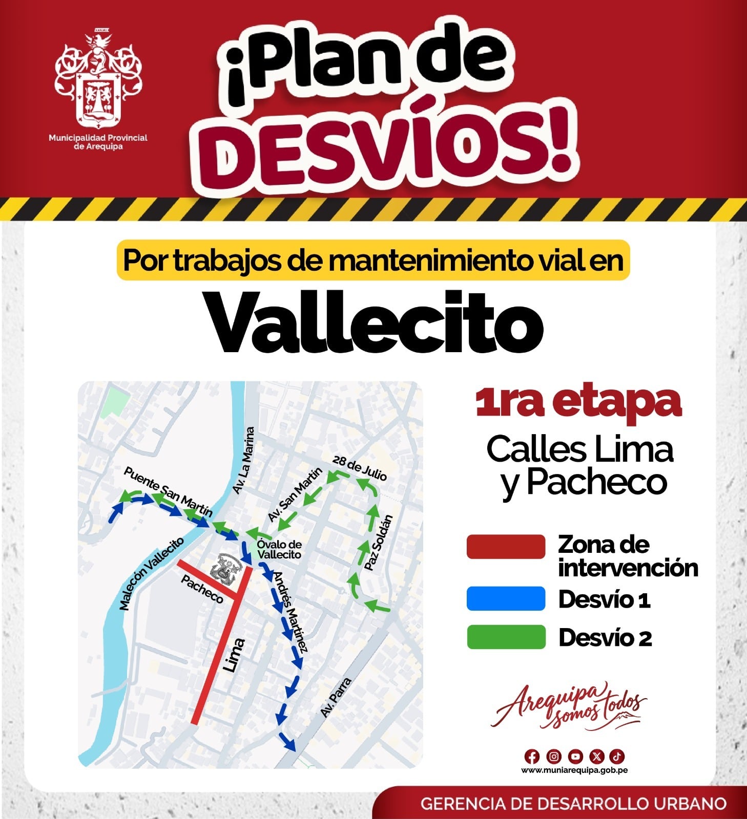 Plan de desvíos en la zona de Vallecito