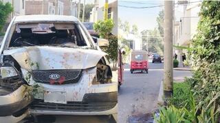 Ica: auto impacta contra un poste en la urbanización San Carlos