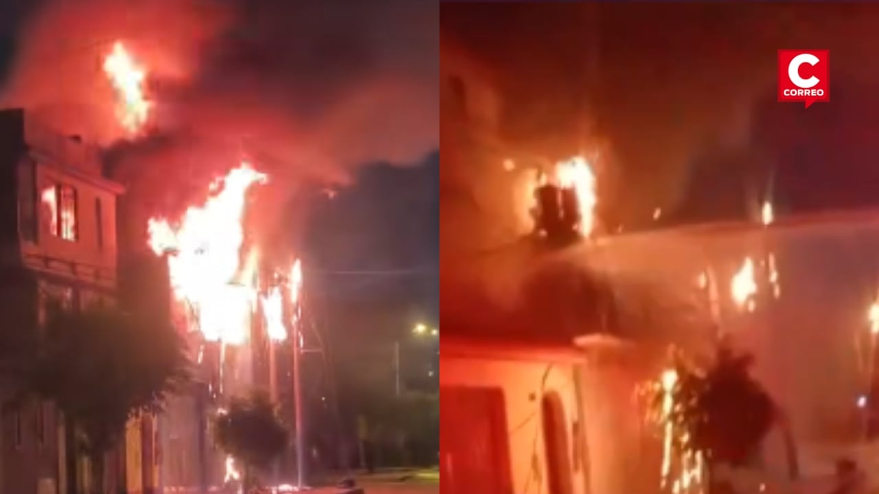 El Agustino: dantésco incendio consumió templo evangélico y movilizó a siete unidades de bomberos. Composición: Diario Correo.