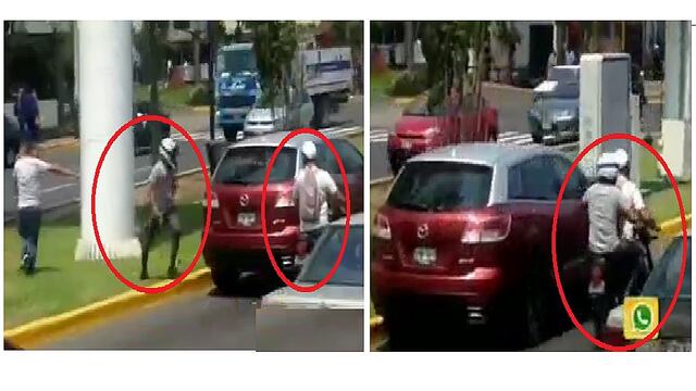 Delincuentes armados asaltan a camioneta en marcha en la avenida La Marina (VIDEO)