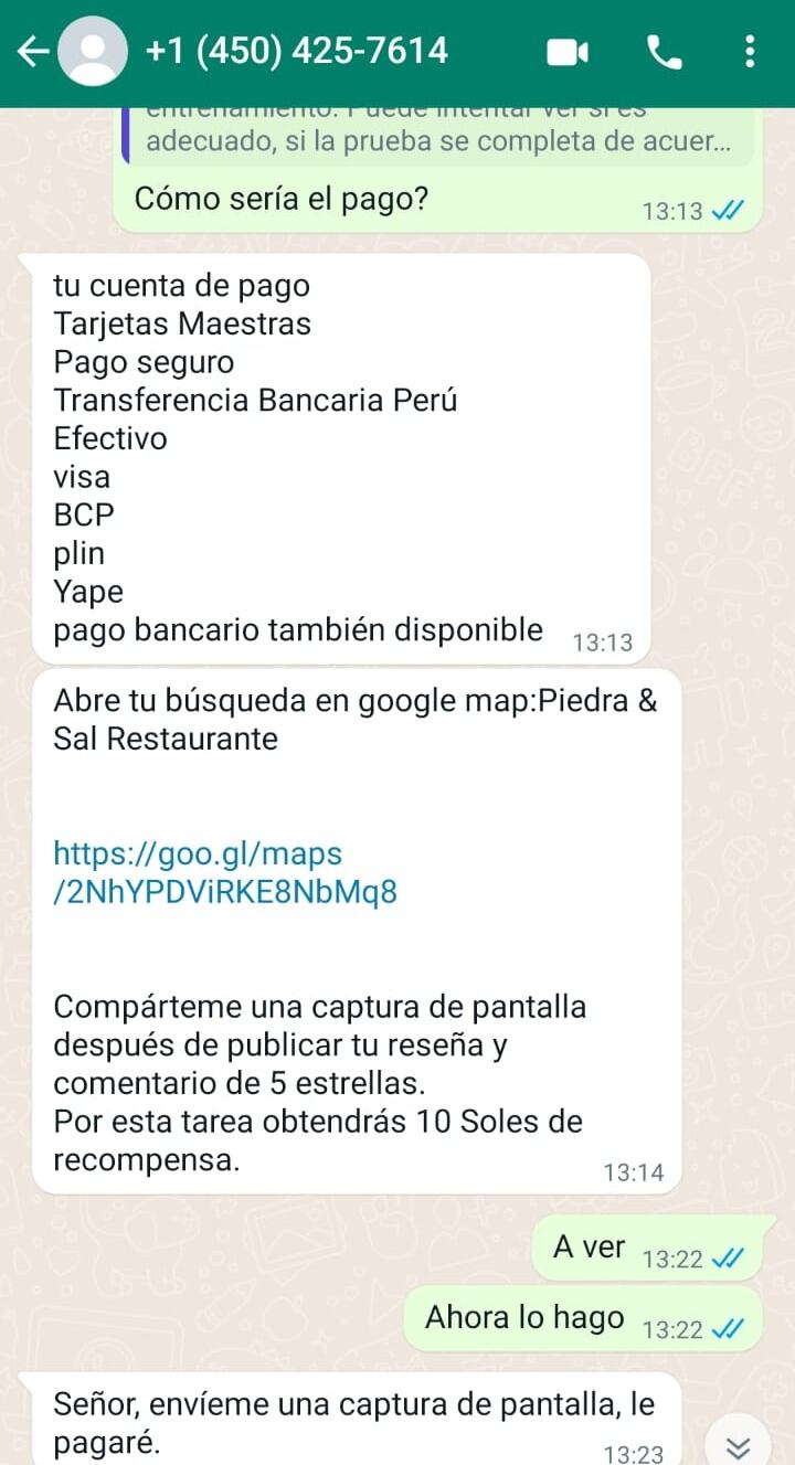 Parte de la conversación de WhatsApp. (Foto: WhatsApp)