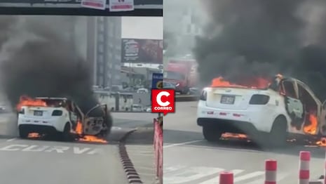 Incendio de auto genera caos vehicular en la Vía Expresa